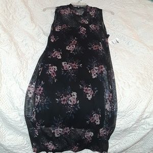 Black mesh floral dress